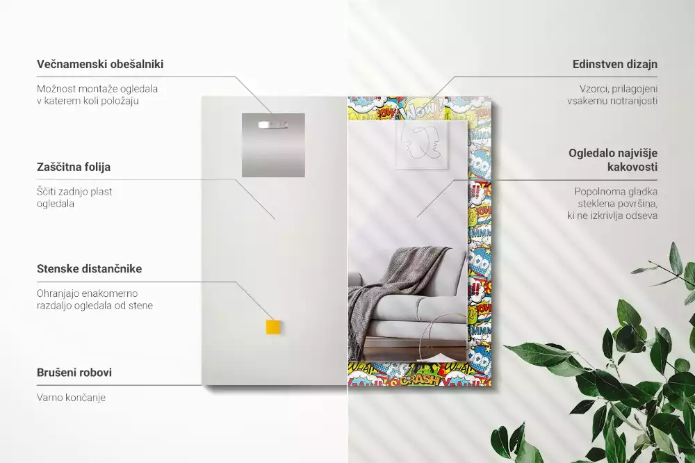 Oglindă imprimată Baloane de benzi desenate colorate