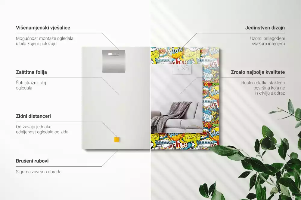 Oglindă imprimată Baloane de benzi desenate colorate