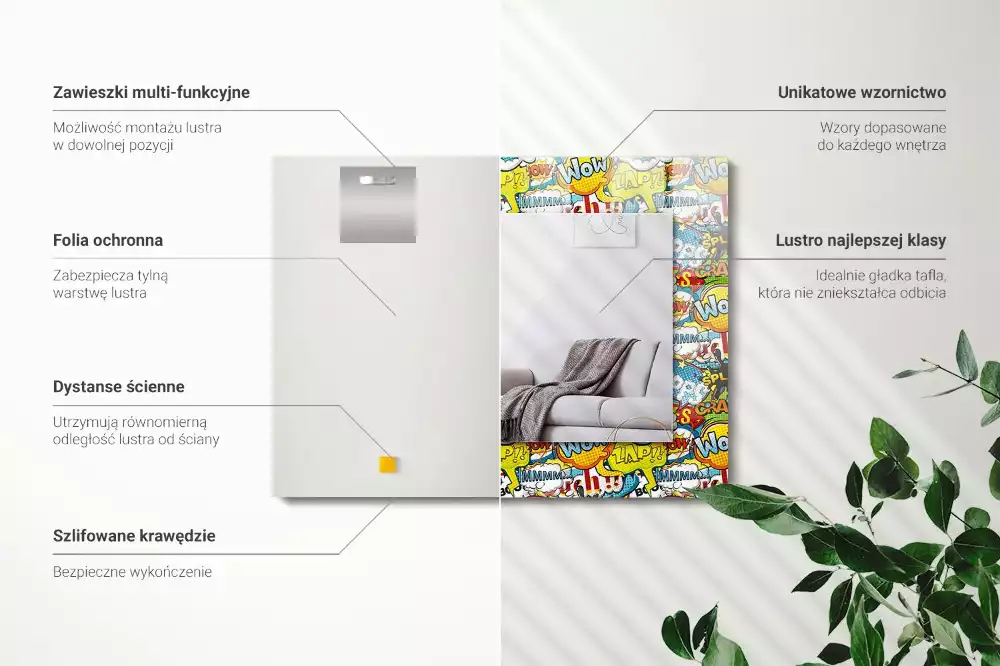 Oglindă imprimată Baloane de benzi desenate colorate