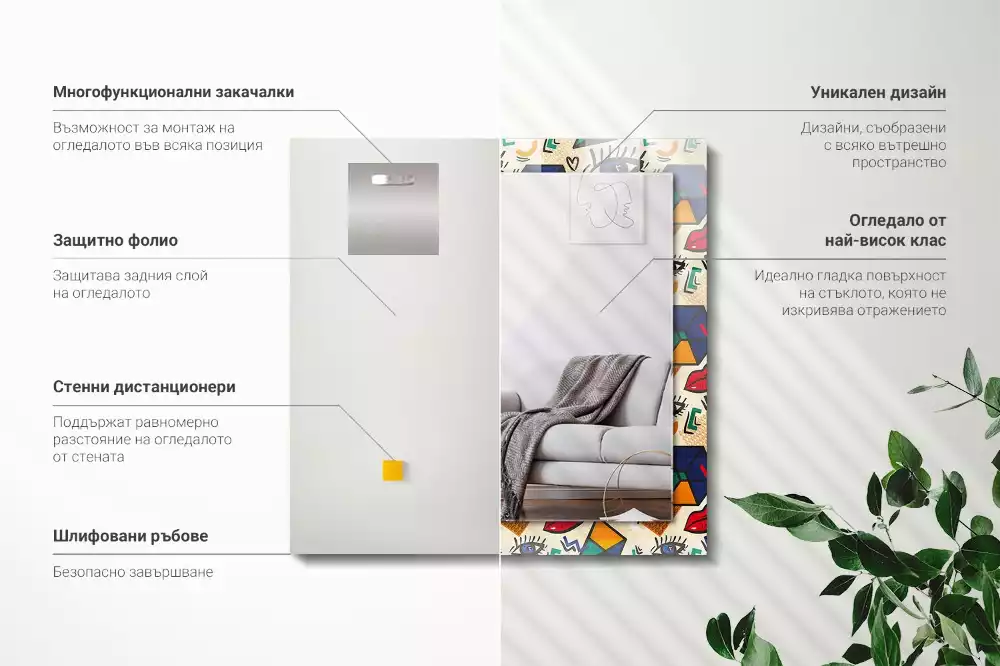 Decorațiuni perete cu oglindă Ochi buze forme