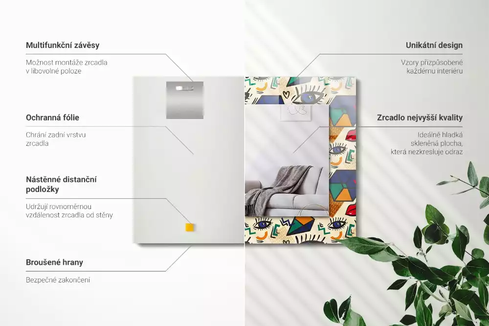 Decorațiuni perete cu oglindă Ochi buze forme