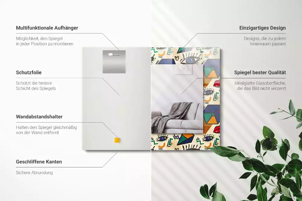 Decorațiuni perete cu oglindă Ochi buze forme