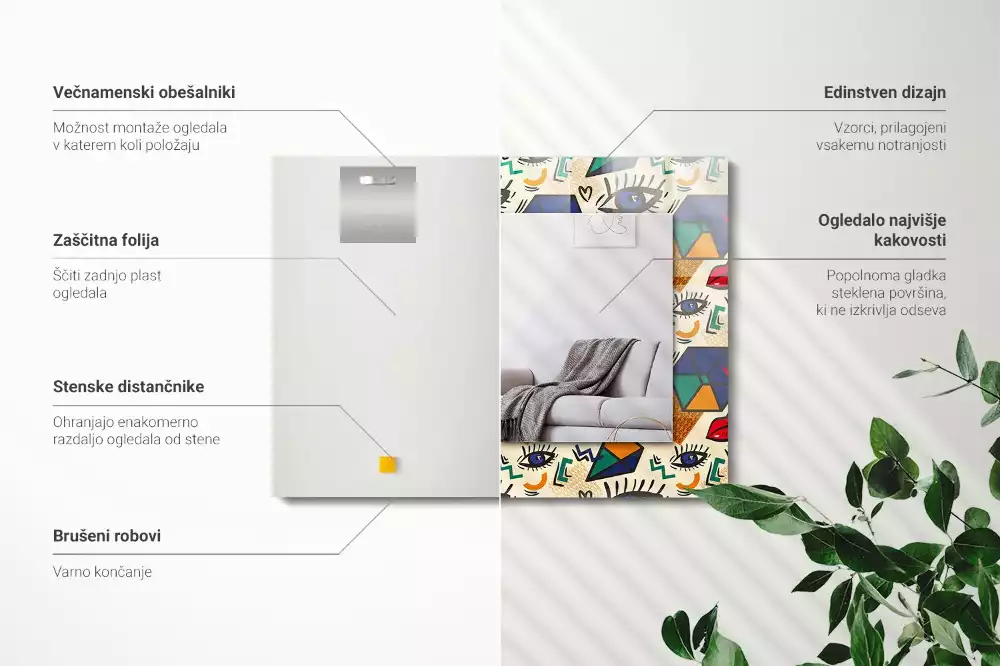 Decorațiuni perete cu oglindă Ochi buze forme