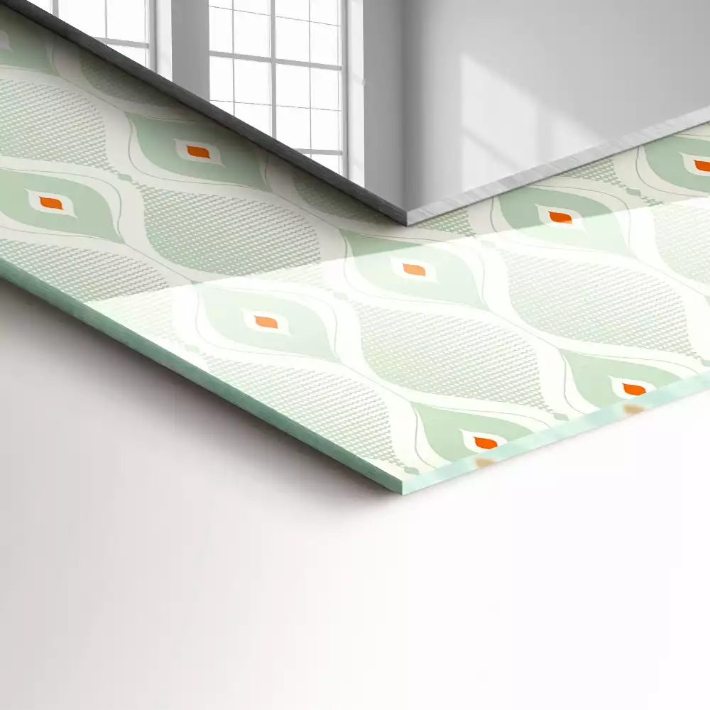 Oglindă imprimată Model geometric verde