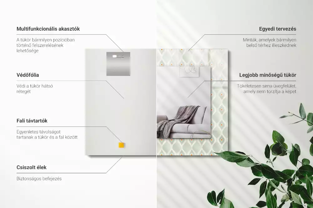 Oglindă imprimată Model geometric verde