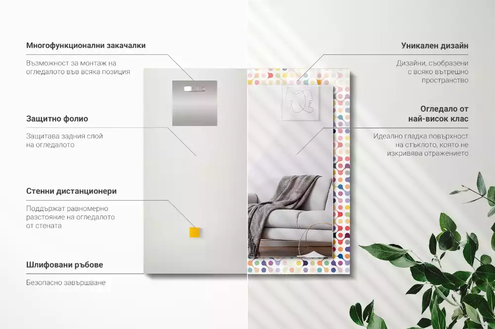 Decorațiuni de perete cu oglinzi Model geometric colorat