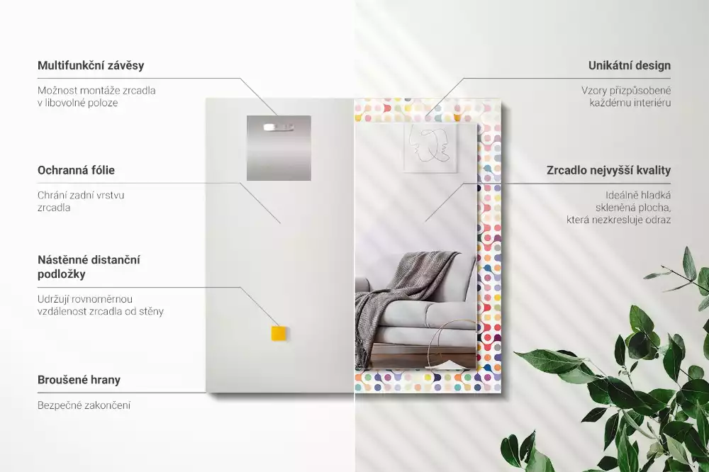 Decorațiuni de perete cu oglinzi Model geometric colorat