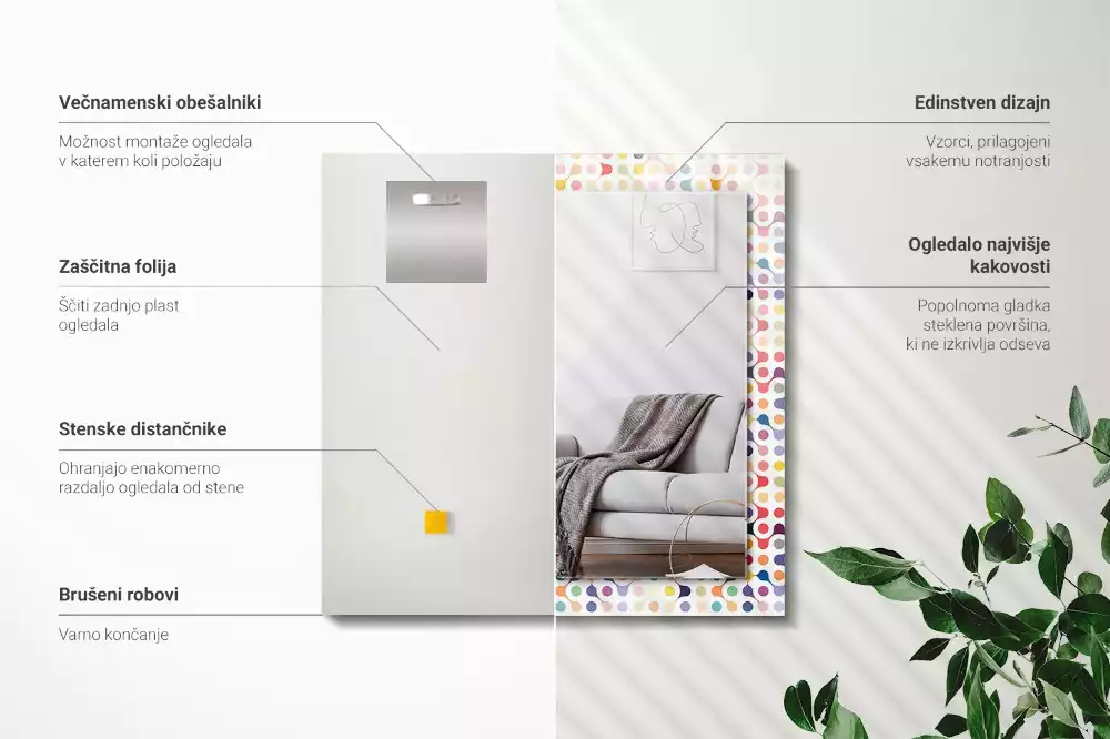 Decorațiuni de perete cu oglinzi Model geometric colorat