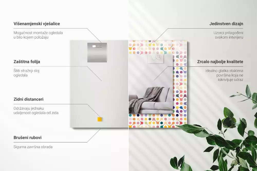 Decorațiuni de perete cu oglinzi Model geometric colorat