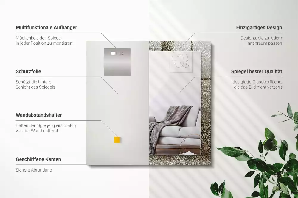 Decorațiuni de perete cu oglinzi Model ornamental auriu