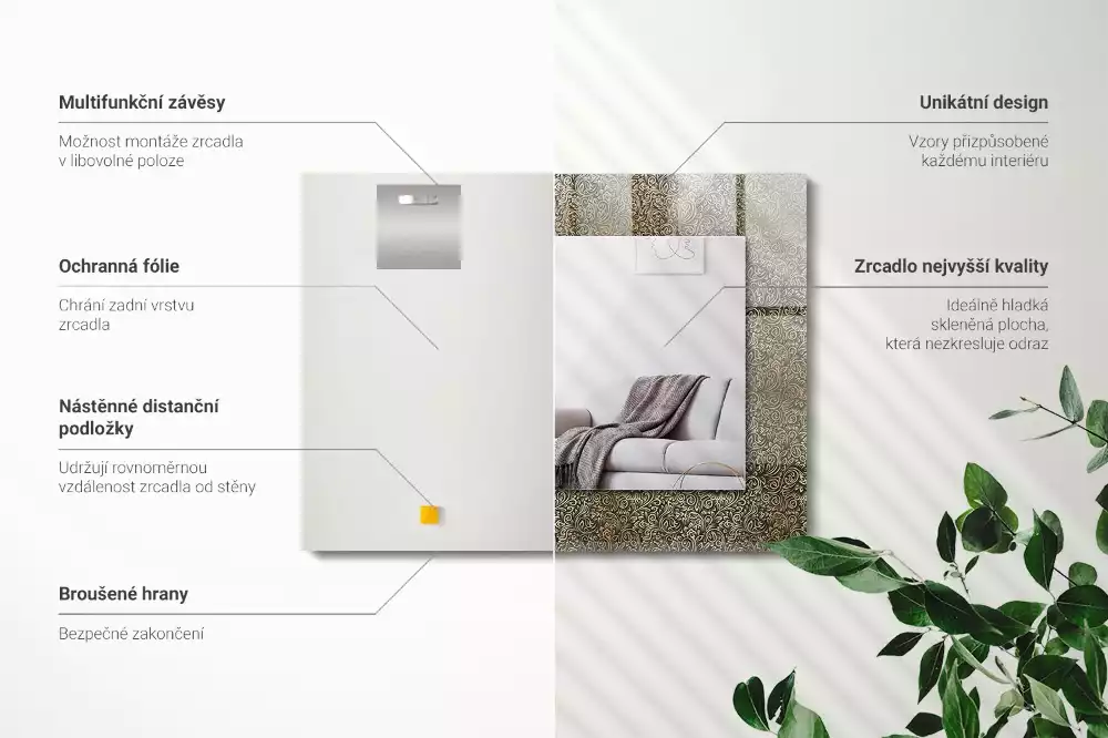 Decorațiuni de perete cu oglinzi Model ornamental auriu