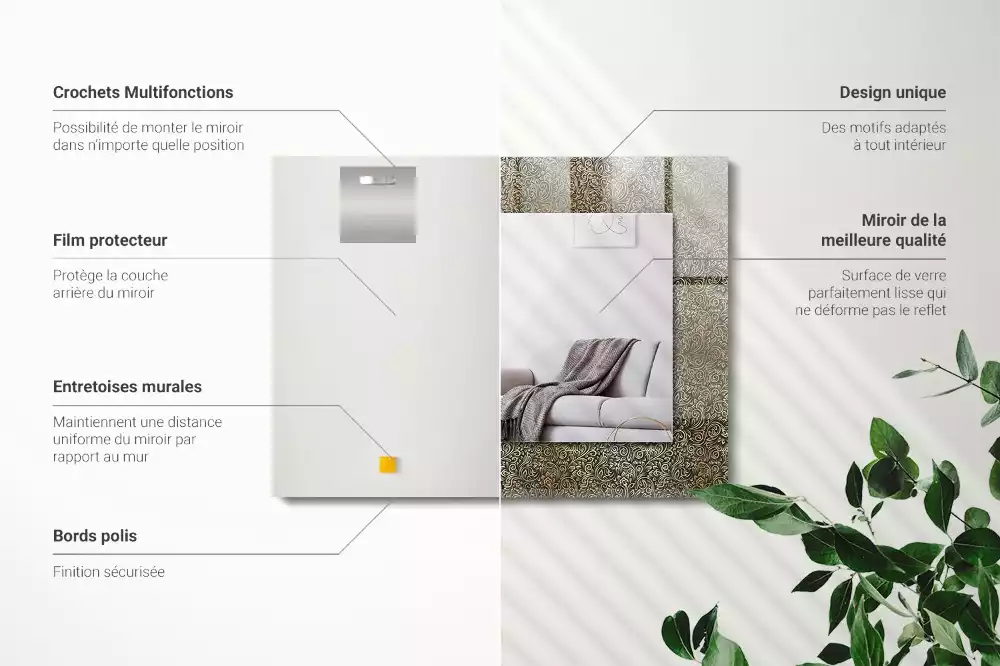 Decorațiuni de perete cu oglinzi Model ornamental auriu