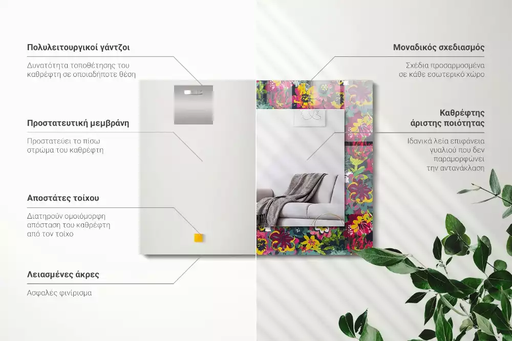 Oglindă imprimată Modele florale colorate