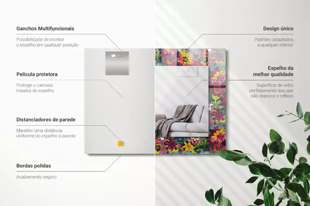 Oglindă imprimată Modele florale colorate