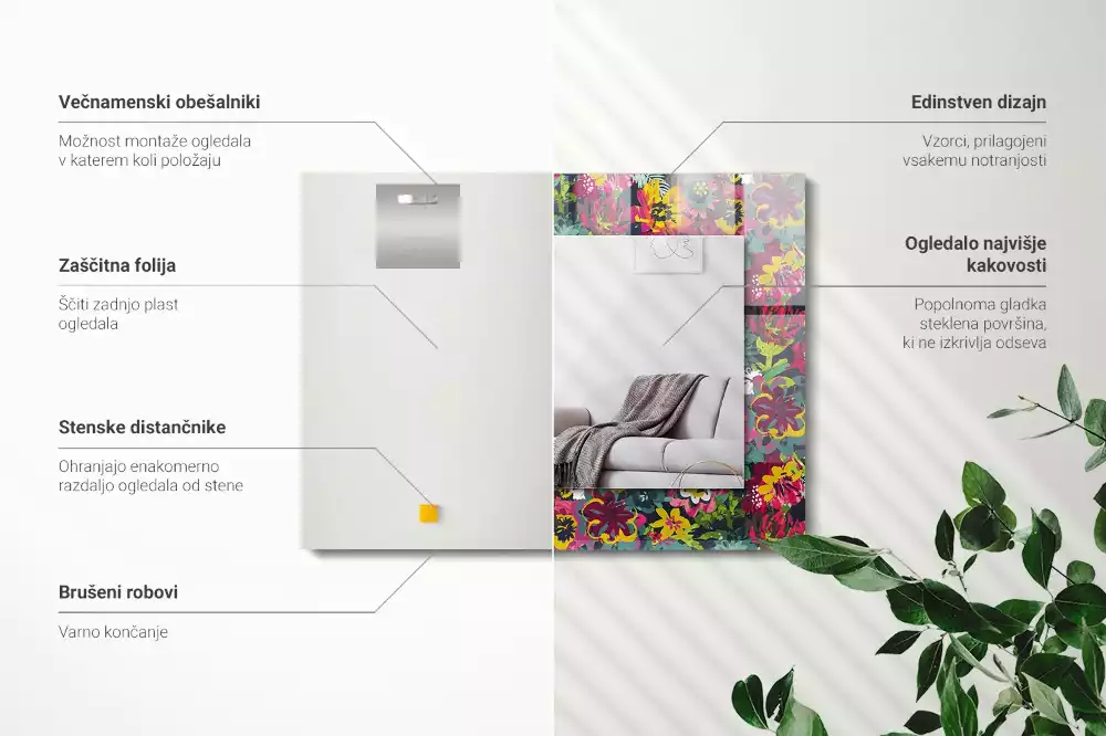 Oglindă imprimată Modele florale colorate