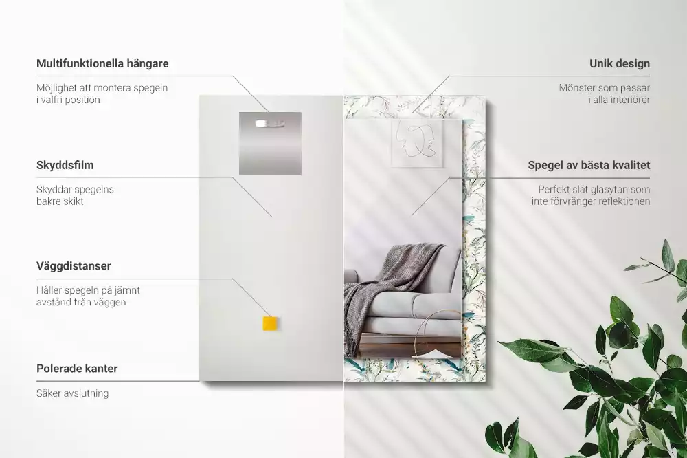 Decorațiuni de perete cu oglinzi Model floral acuarelă