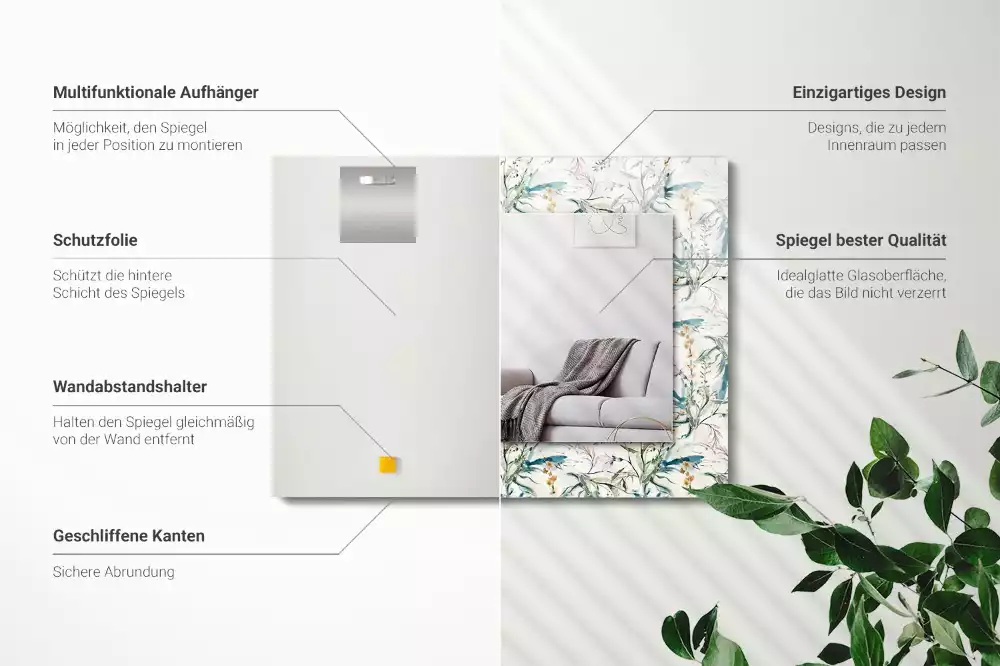 Decorațiuni de perete cu oglinzi Model floral acuarelă