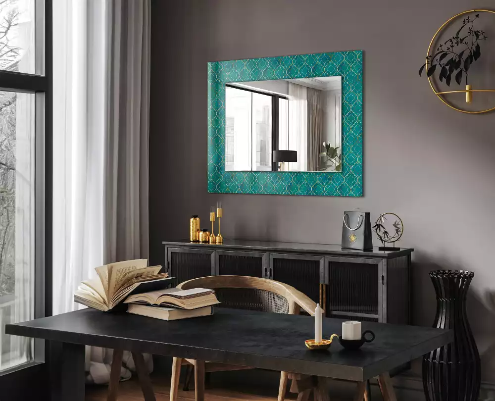 Decorațiuni perete cu oglindă Model geometric verde