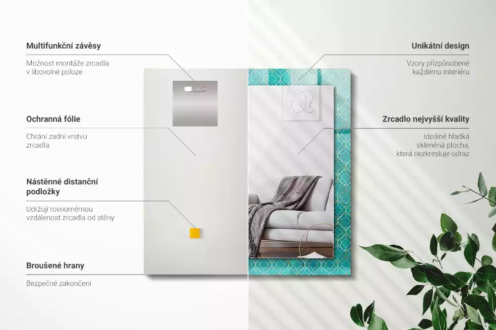 Decorațiuni perete cu oglindă Model geometric verde