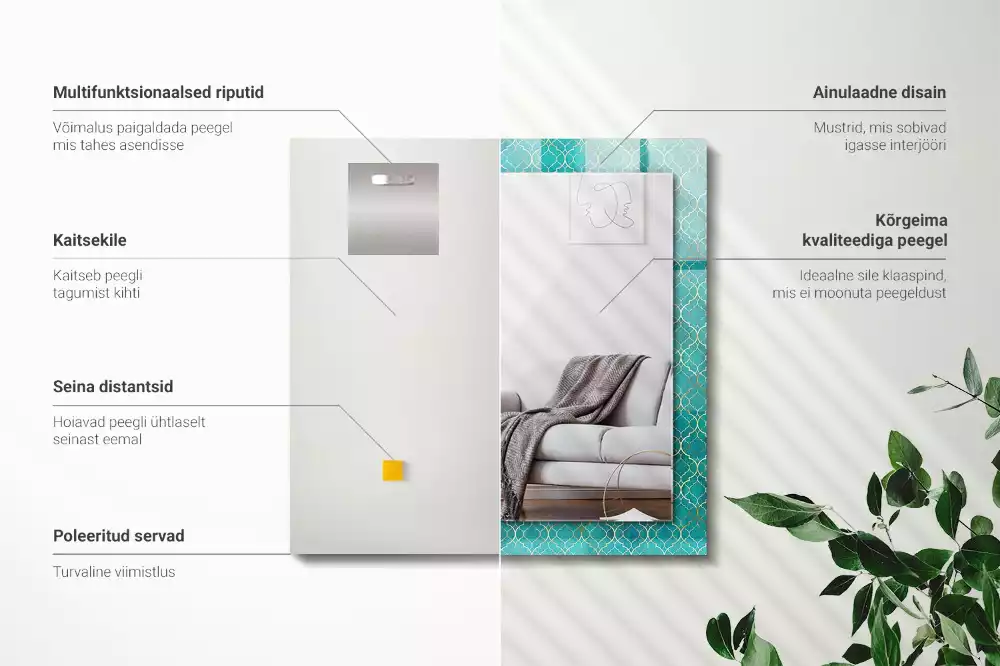 Decorațiuni perete cu oglindă Model geometric verde