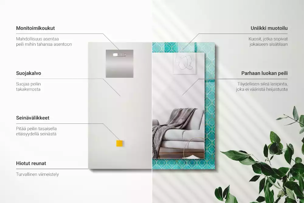 Decorațiuni perete cu oglindă Model geometric verde