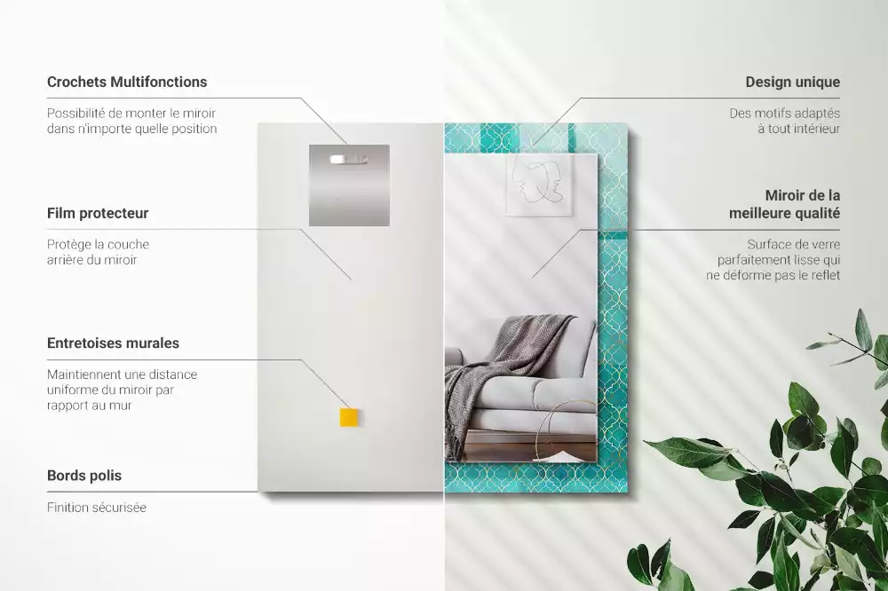 Decorațiuni perete cu oglindă Model geometric verde