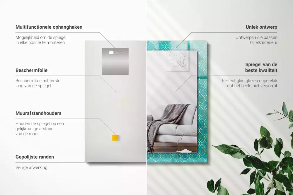 Decorațiuni perete cu oglindă Model geometric verde