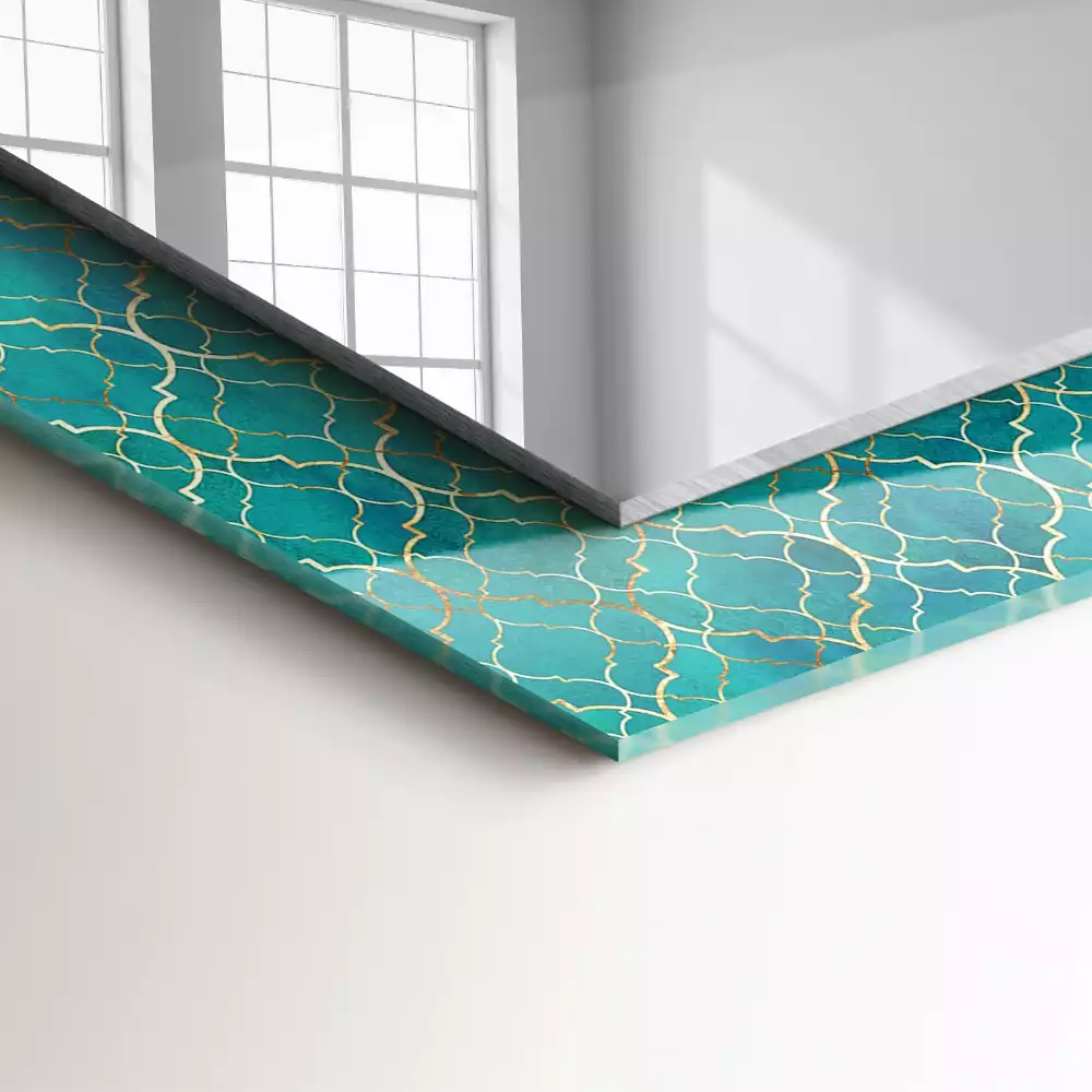 Decorațiuni perete cu oglindă Model geometric verde