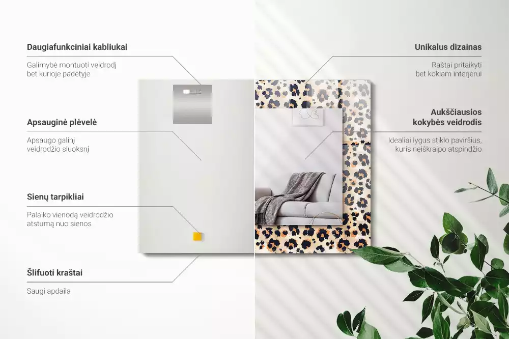 Decorațiuni de perete cu oglinzi Model leopard