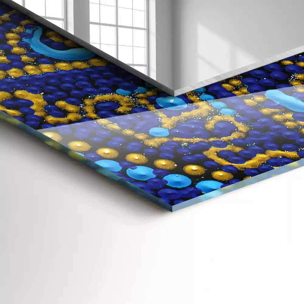 Decorațiuni perete cu oglindă Mandala albastră punctată