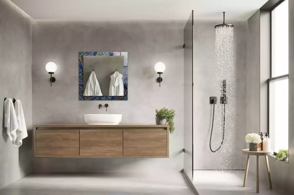 Decorațiuni perete cu oglindă Mandala albastră punctată