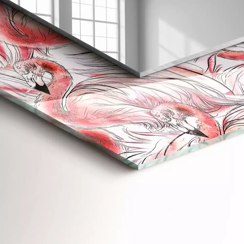 Oglindă imprimată Flamingo roz