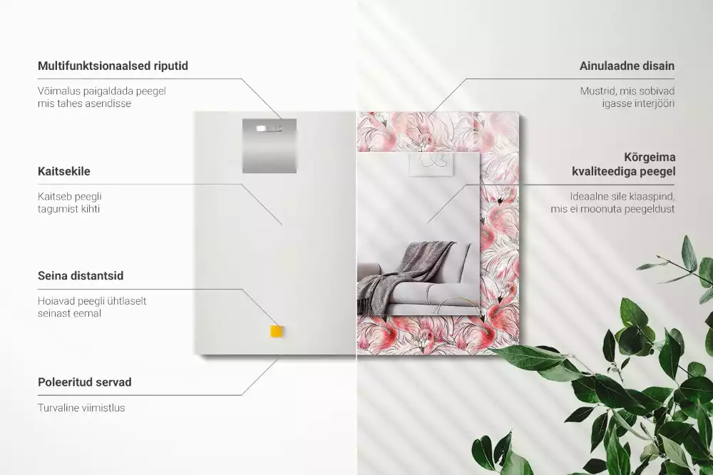 Oglindă imprimată Flamingo roz