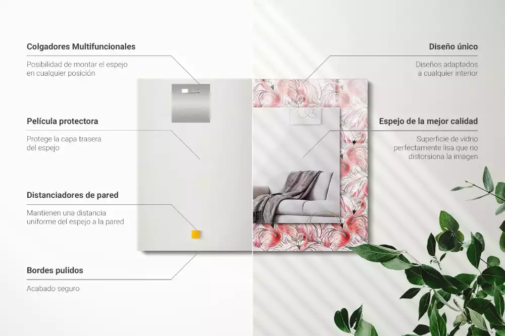 Oglindă imprimată Flamingo roz