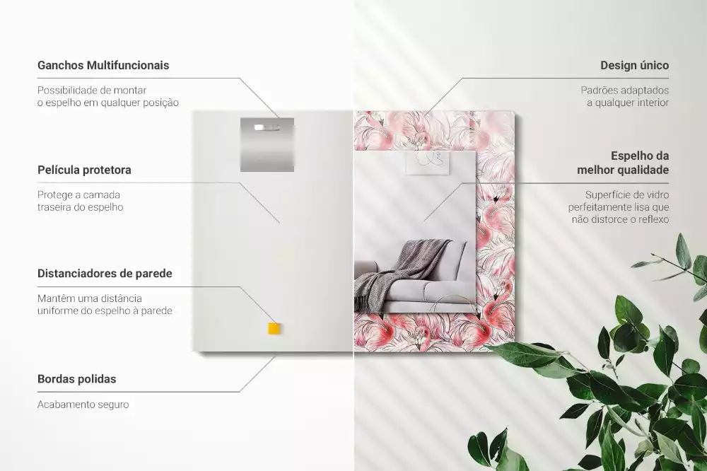 Oglindă imprimată Flamingo roz