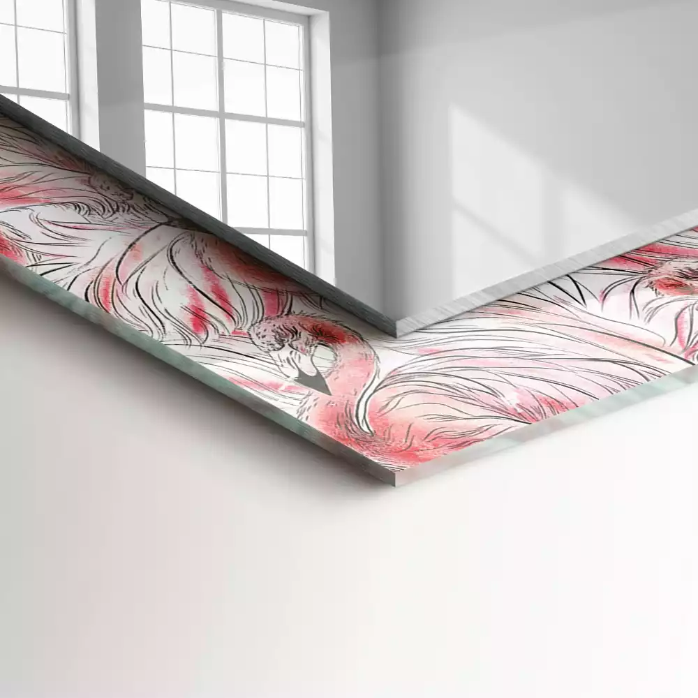 Oglindă imprimată Flamingo roz