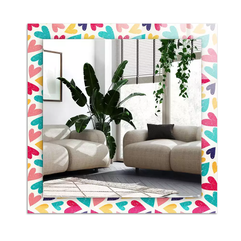Decorațiuni perete cu oglindă Model inimi colorate