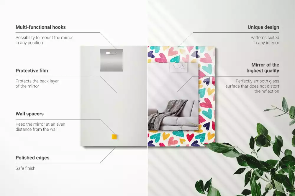 Decorațiuni perete cu oglindă Model inimi colorate