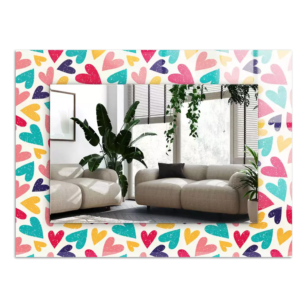 Decorațiuni perete cu oglindă Model inimi colorate