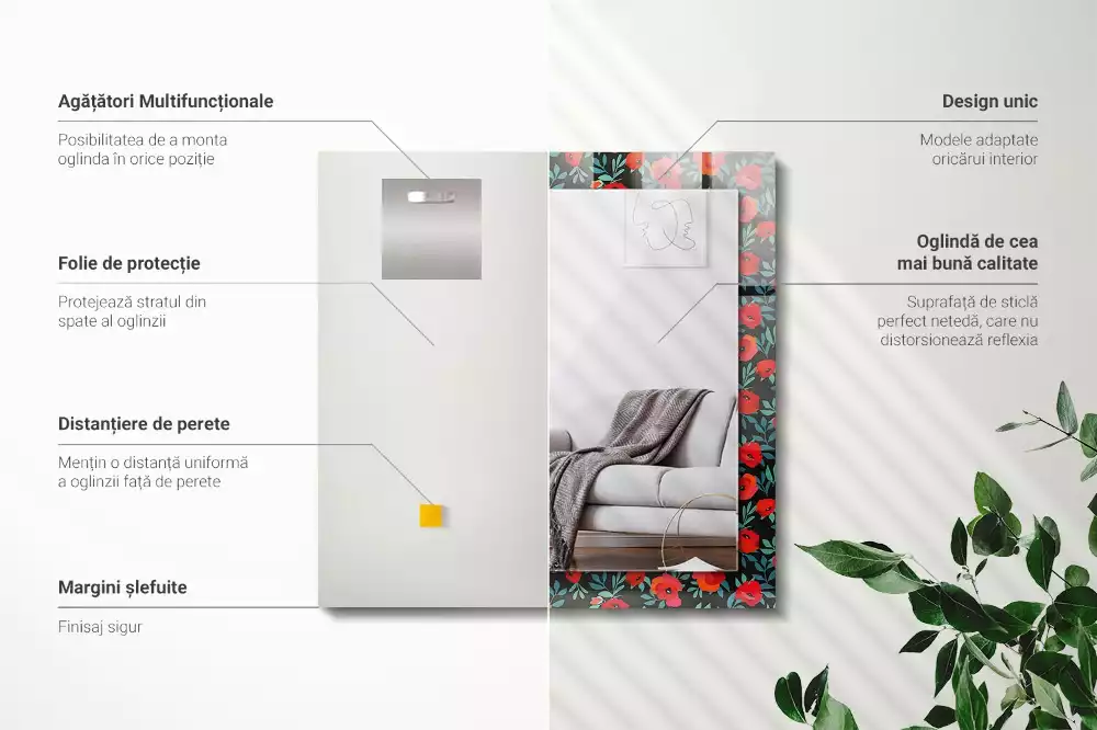 Oglindă imprimată Mac Flori