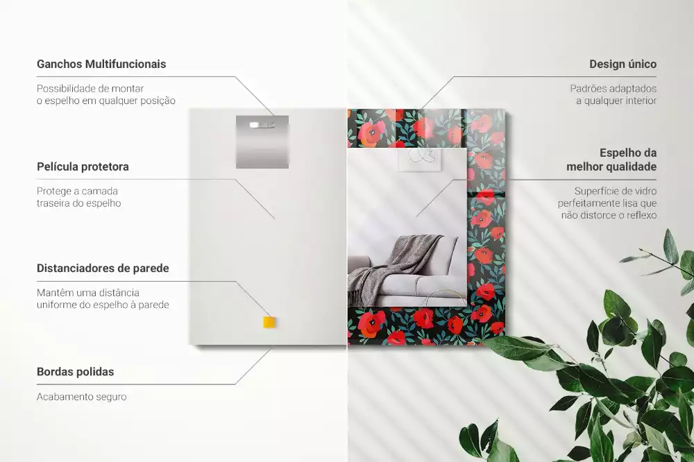 Oglindă imprimată Mac Flori