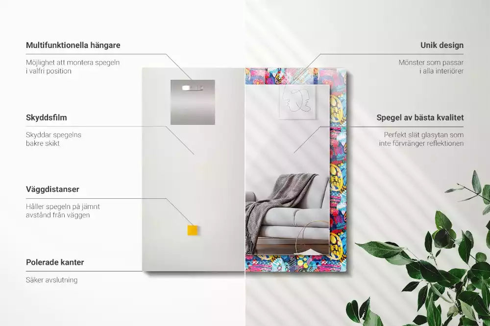 Oglindă imprimată Model abstract colorat