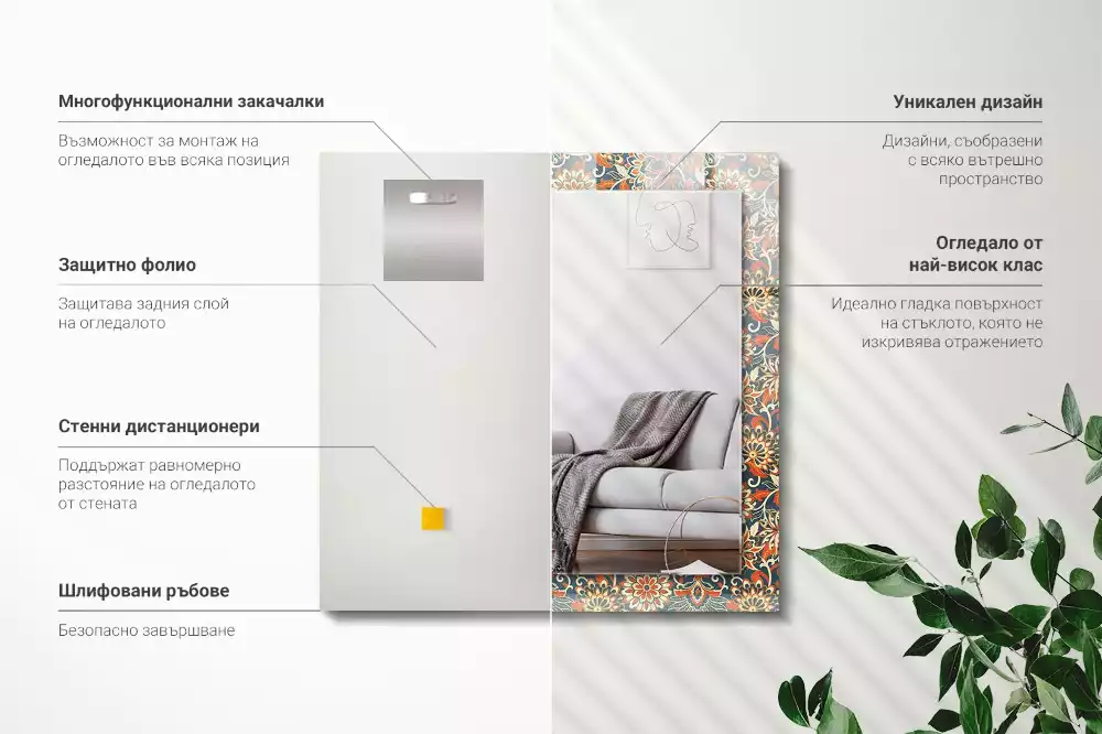 Decorațiuni perete cu oglindă Model floral tapet