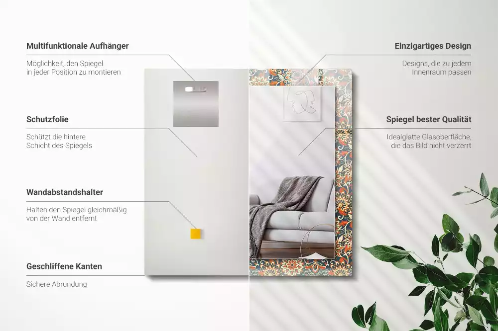 Decorațiuni perete cu oglindă Model floral tapet