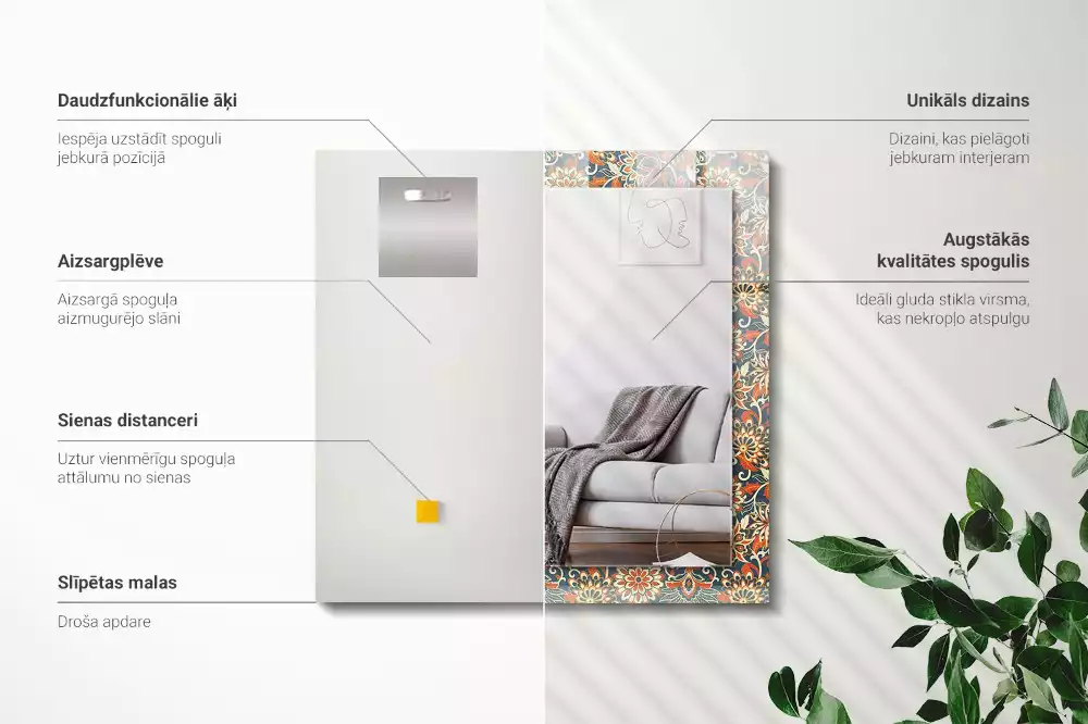 Decorațiuni perete cu oglindă Model floral tapet