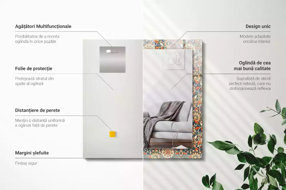 Decorațiuni perete cu oglindă Model floral tapet