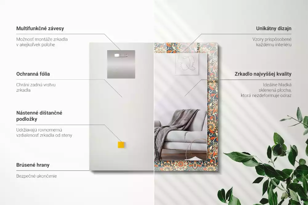 Decorațiuni perete cu oglindă Model floral tapet