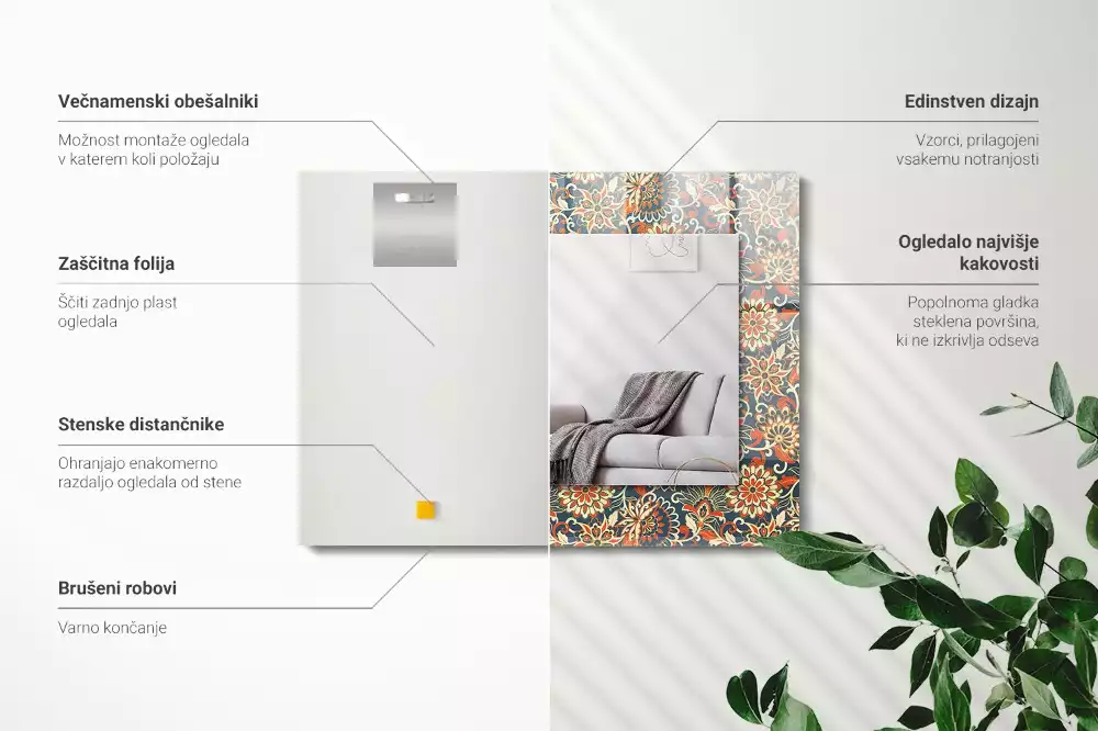 Decorațiuni perete cu oglindă Model floral tapet