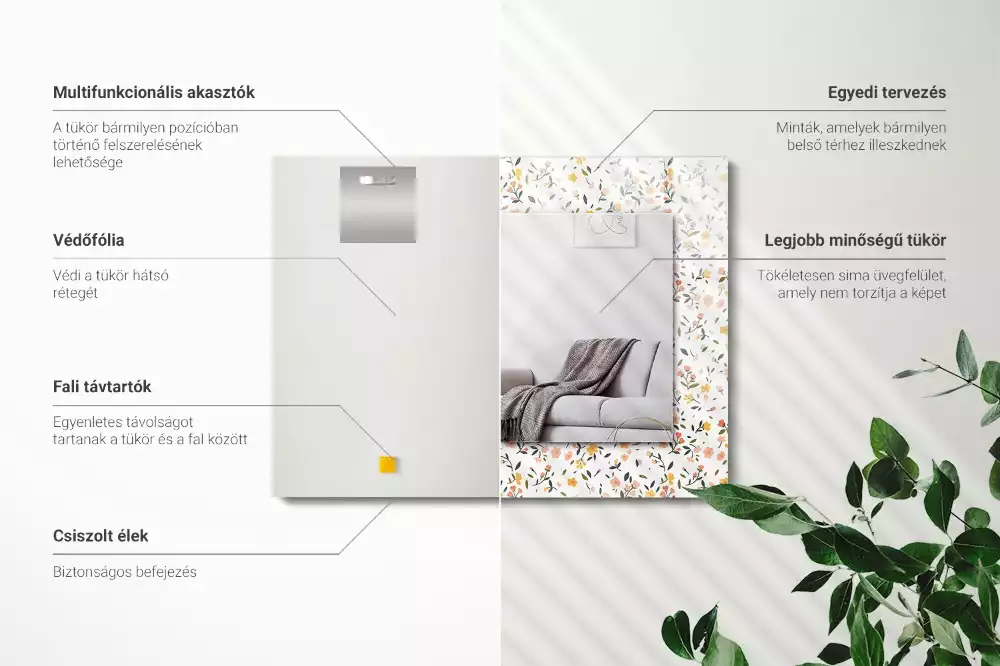 Oglindă imprimată Model floral țesătură