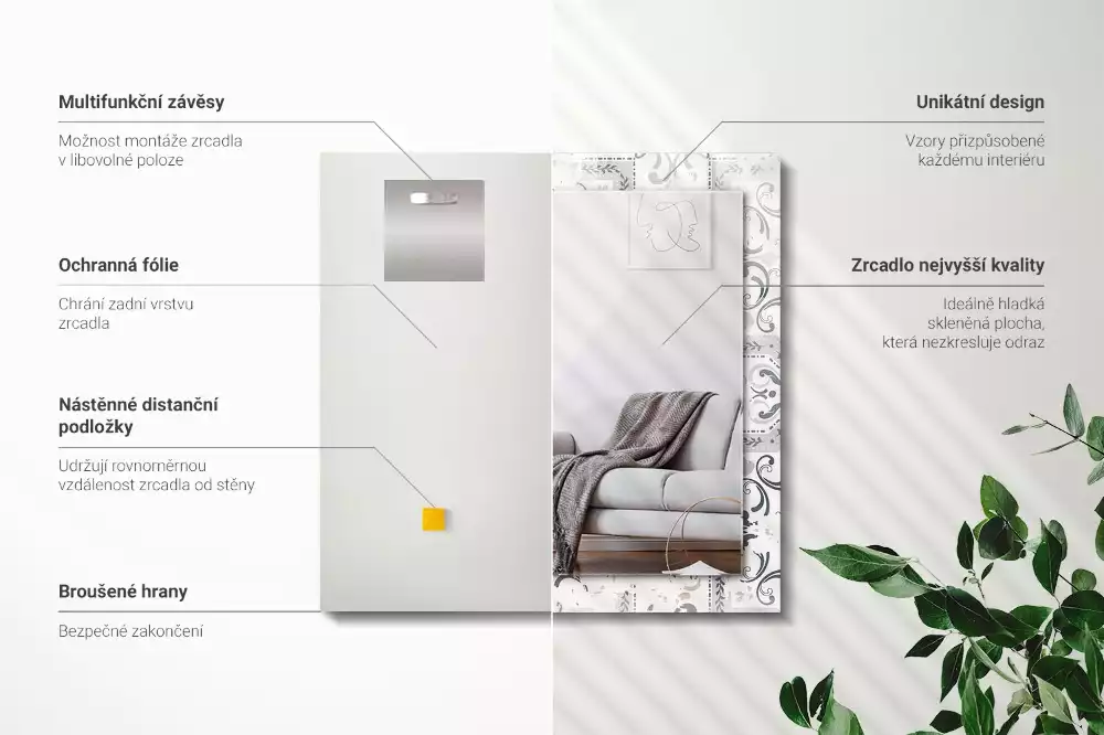 Oglindă imprimată Model faianță ornament